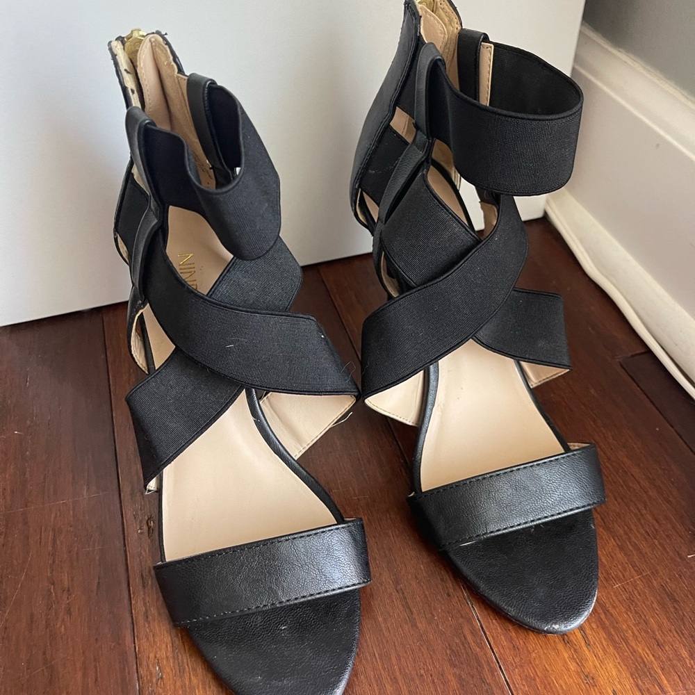 Nine West Black Strappy Heels